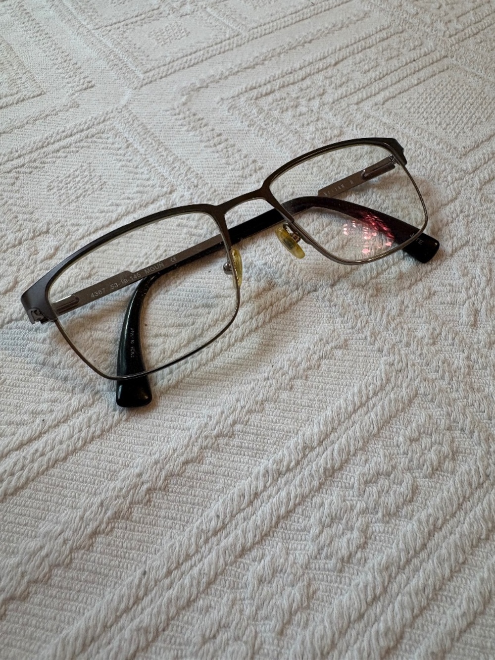 Helium Paris Eyeglass Frames Matte Gunmetal Square Vintage Style Italy